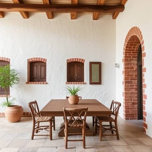Cascina ristrutturata con intonaco a calce e inserti in cotto antico