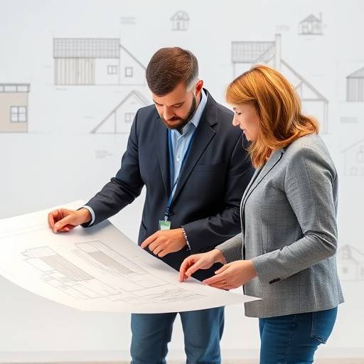 Due persone che discutono un progetto architettonico guardando dei disegni