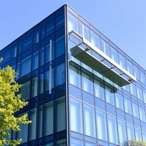 Edificio direzionale con facciata a curtain wall e schermature solari orientabili