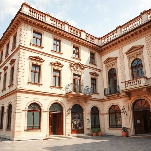 Palazzo storico con intonaco color crema e dettagli decorativi in cotto
