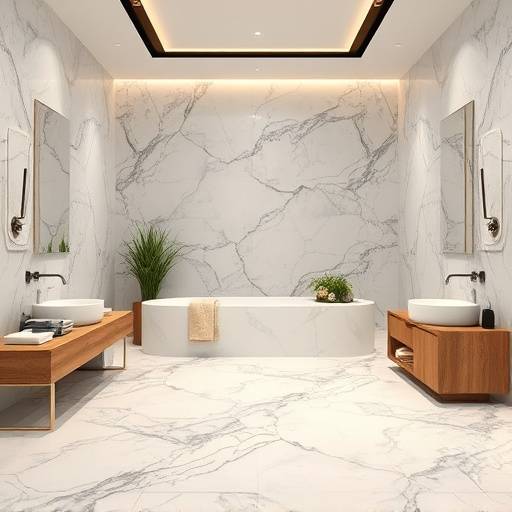 Spa di lusso con facciata in pannelli ceramici di grande formato effetto marmo