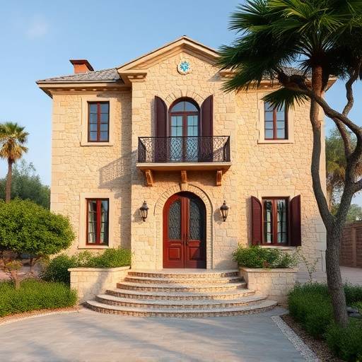 Villa signorile con rivestimento in pietra serena e inserti in mosaico bizantino